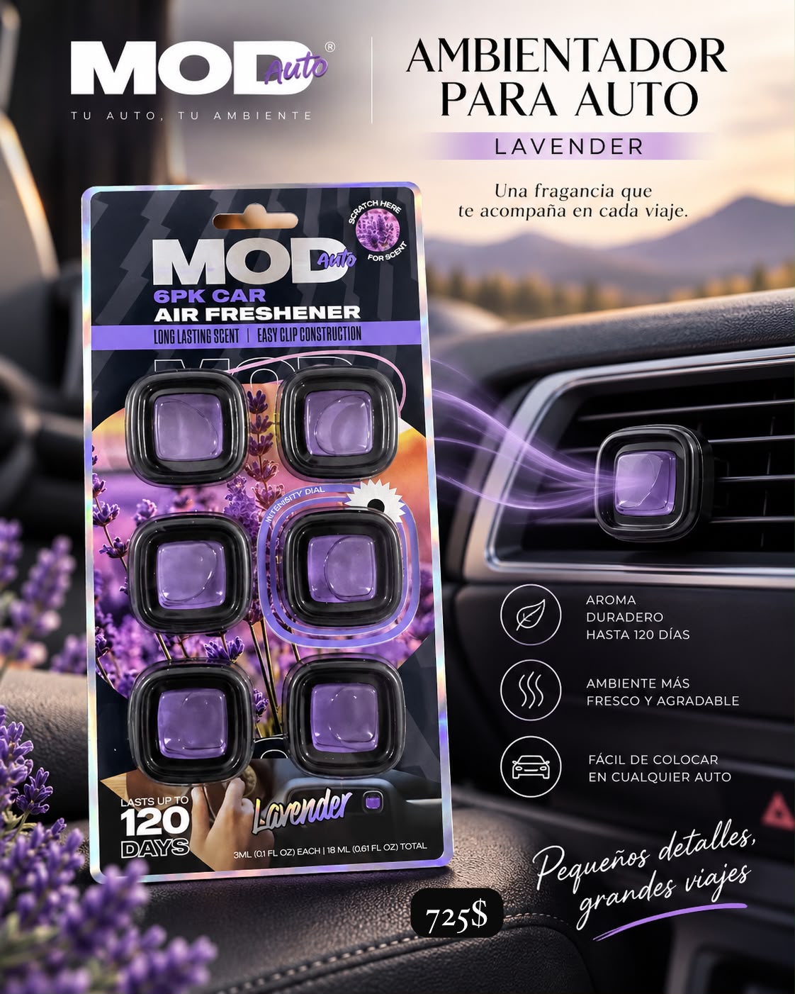 MOD Auto Air Freshener 6 Pack – Lavender - Ambientador para auto
