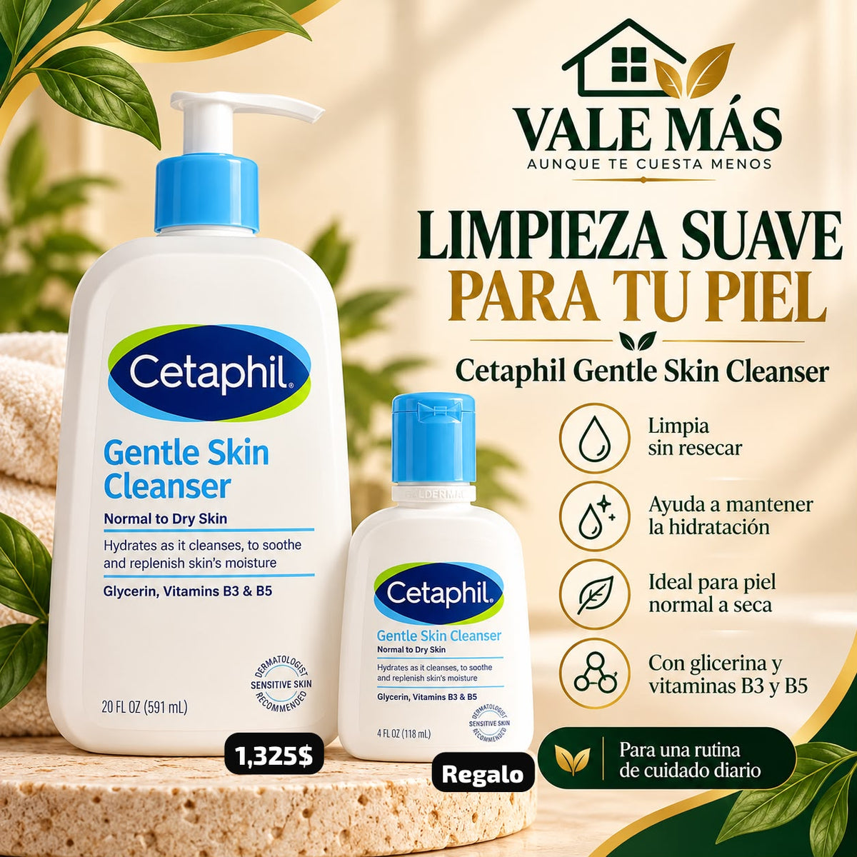 Cetaphil Gentle Skin Cleanser 20 oz + regalo 4 oz