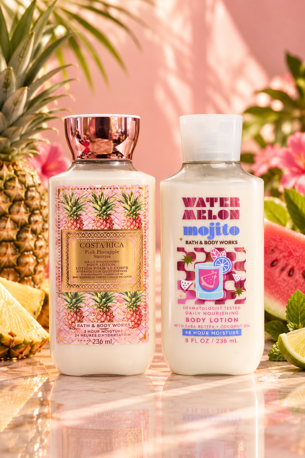Bath & Body Works Costa Rica Pink Pineapple Sunrise y Watermelon Mojito - Body Lotion 236 ml
