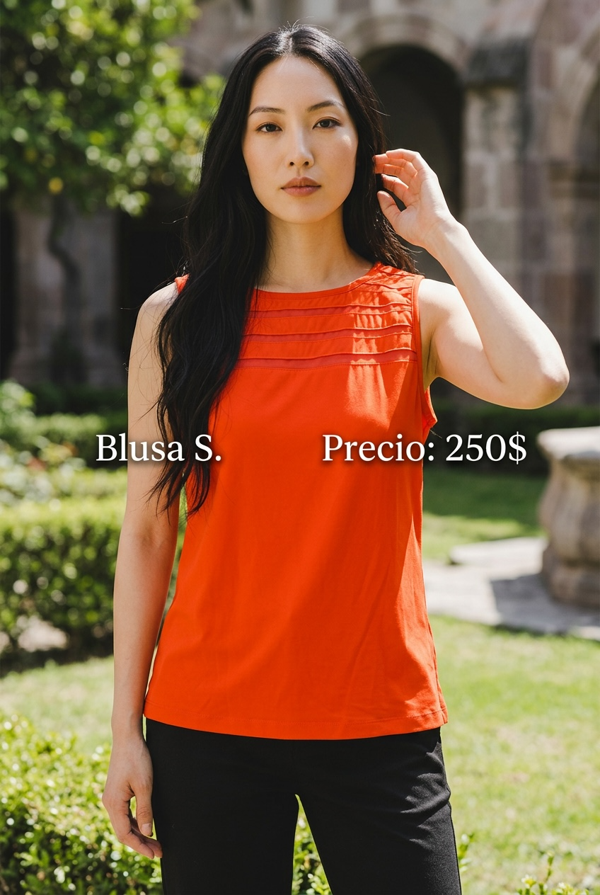 Blusa Naranja Sin Mangas - PRELOVED