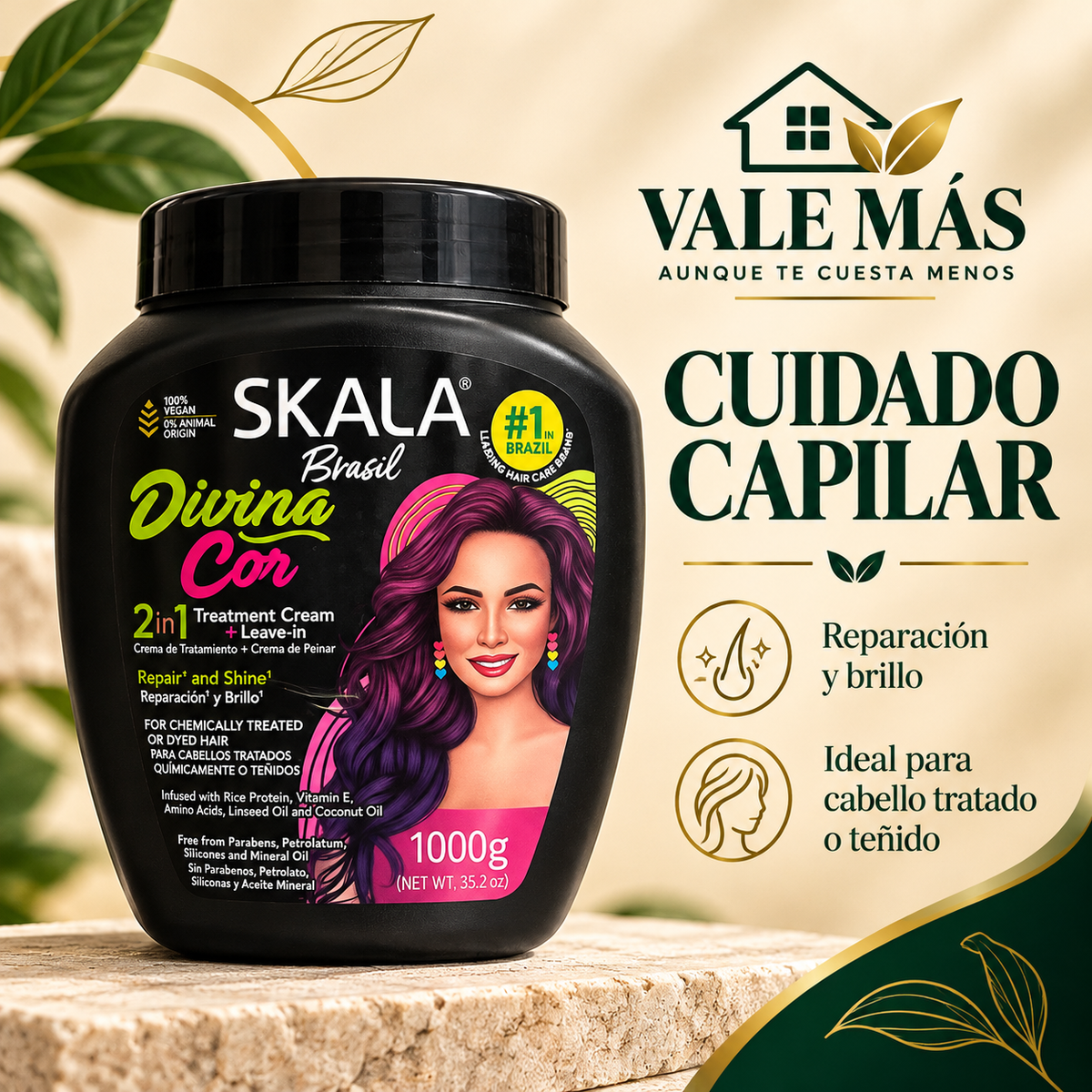 Skala Brasil Divina Cor Crema de Tratamiento 2 en 1 + Leave-in 1000 g