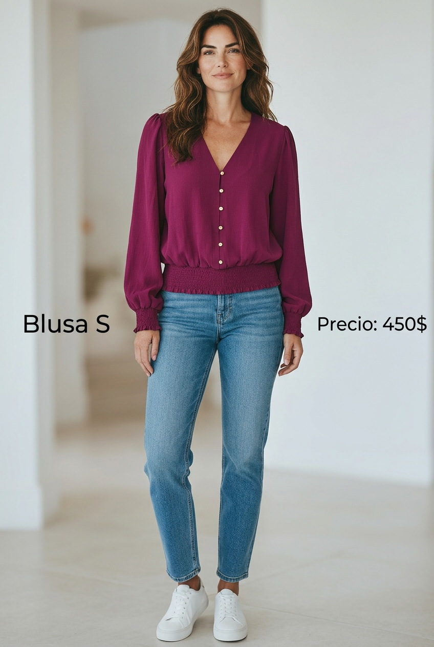 Blusa Vino Manga Larga - PRELOVED