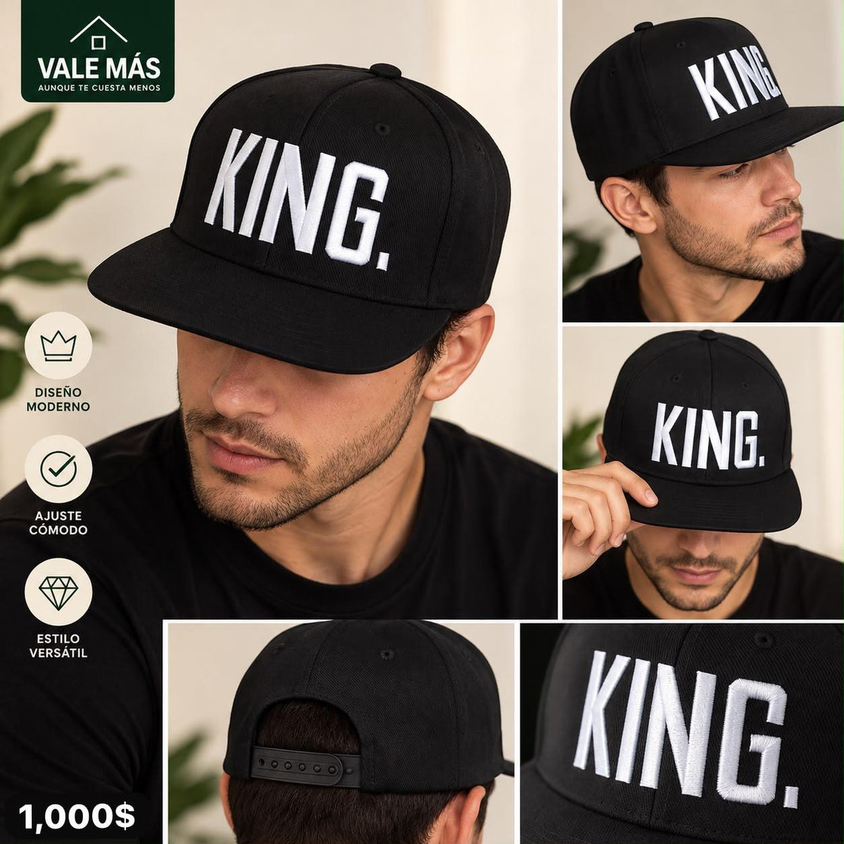 Gorra negra KING