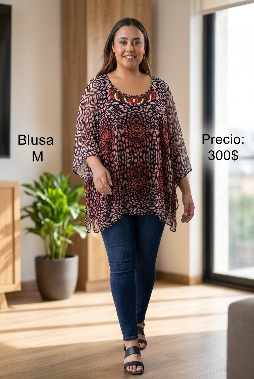 Blusa Estampada Tipo Kaftán - PRELOVED