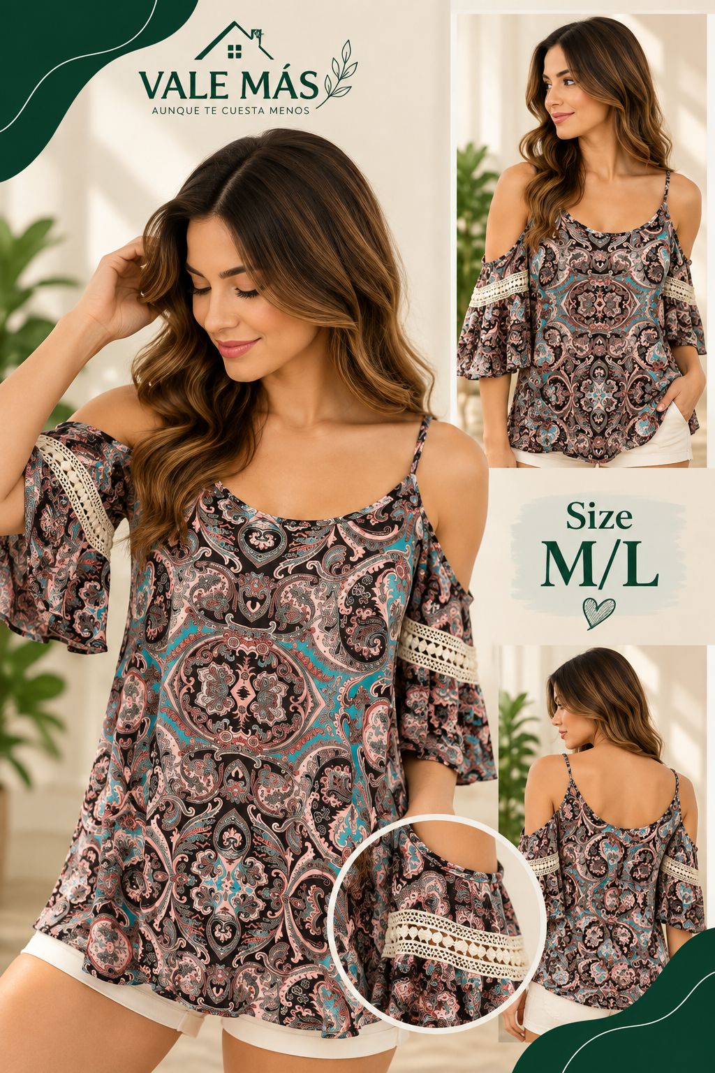 Blusa Estampada Paisley con Hombros Descubiertos - PRELOVED