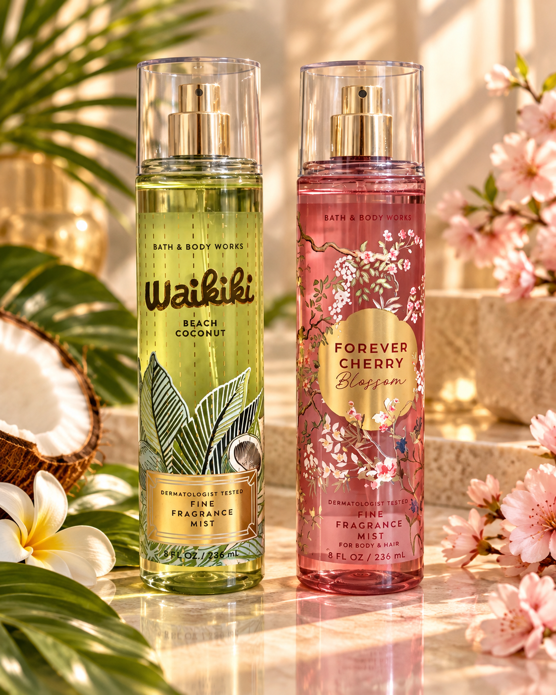 Bath & Body Works Forever Cherry Blossom y Waikiki - Fine Fragrance Mist 236 ml