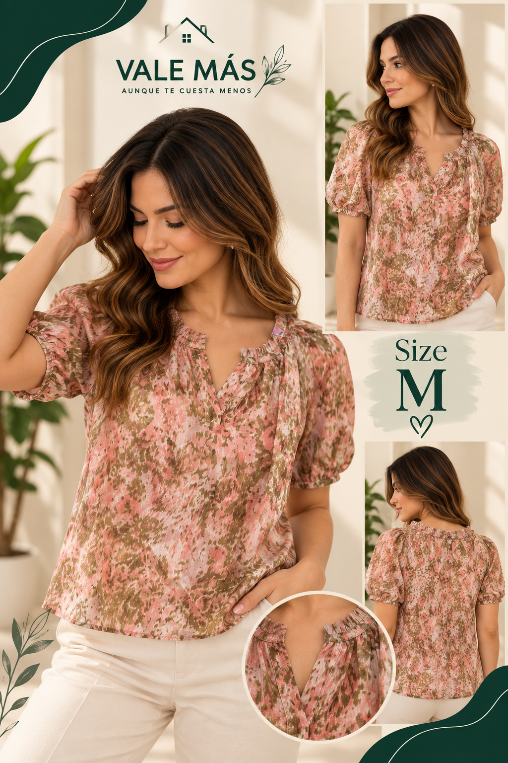 Blusa Floral Rosa de Manga Corta - PRELOVED