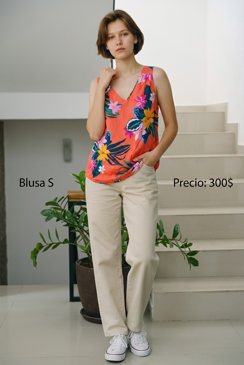 Blusa Floral Coral - PRELOVED