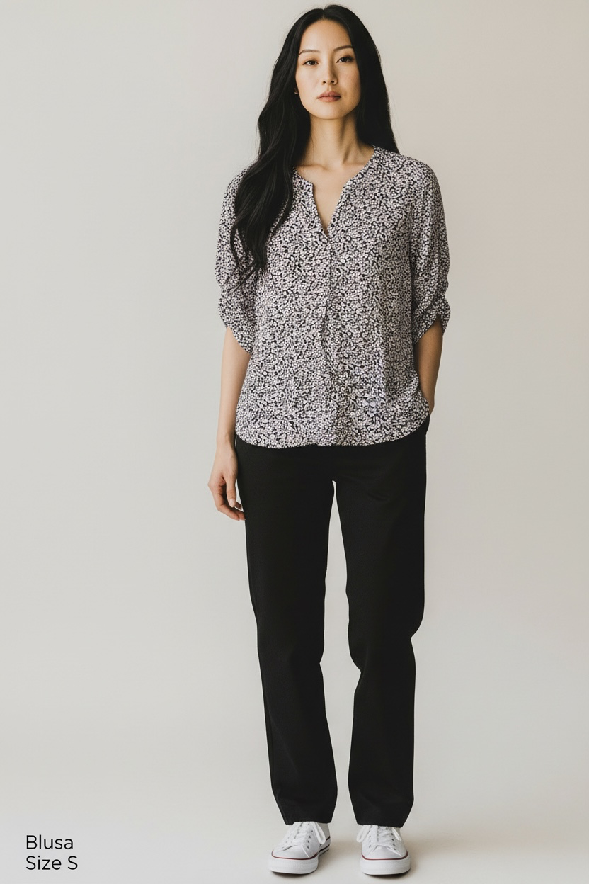 Blusa Estampada Blanco y Negro - PRELOVED