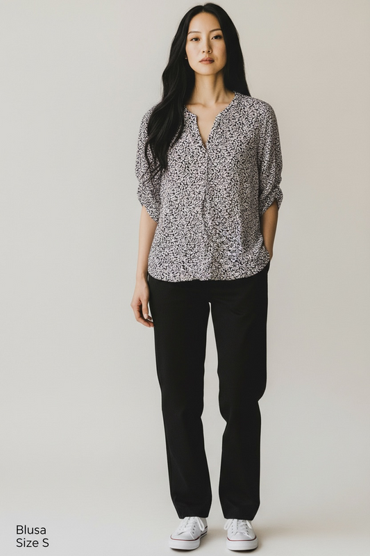 Blusa Estampada Blanco y Negro - PRELOVED