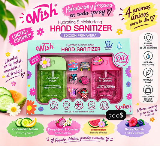Wish Sanitizador de manos 2 Pack – Cucumber Melon / Dragonfruit & Jasmine - Manitas limpias