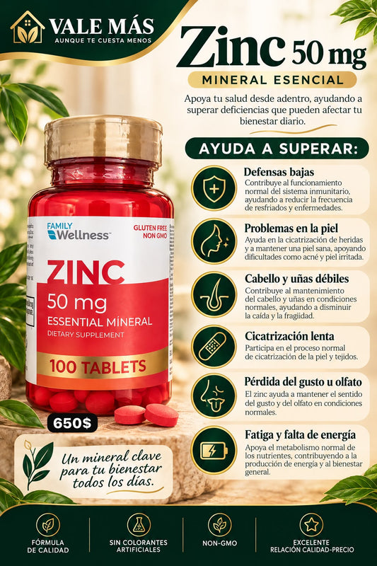 Family Wellness Zinc 50 mg – 100 tabletas
