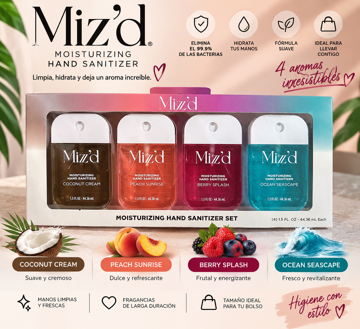 Miz’d Moisturizing - Sanitizador de manos - 350$ c/u - Manitas limpias