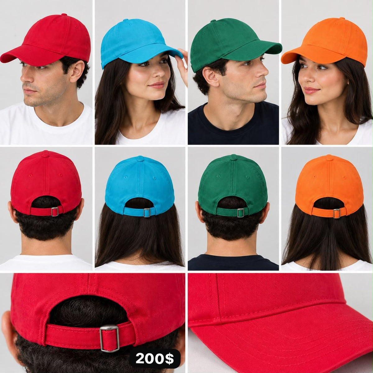 Gorra básica ajustable en varios colores