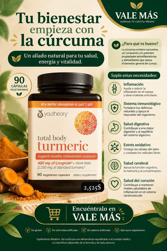Youtheory Total Body Turmeric – 90 cápsulas vegetarianas