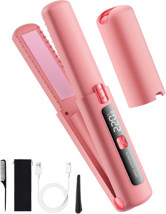 Mini plancha inalámbrica que alisa y riza tu cabello