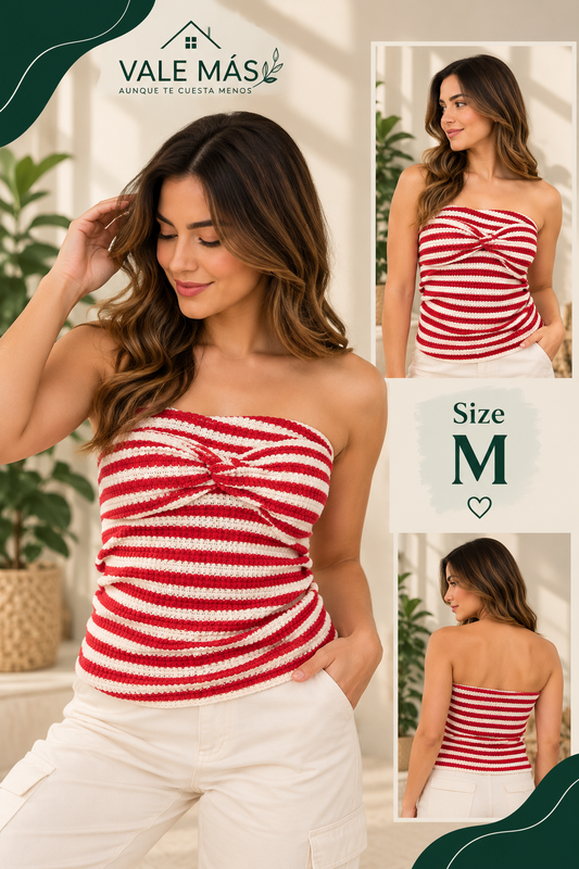 Top de Rayas Rojo y Blanco - PRELOVED