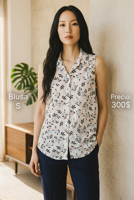 Blusa Floral Sin Mangas - PRELOVED