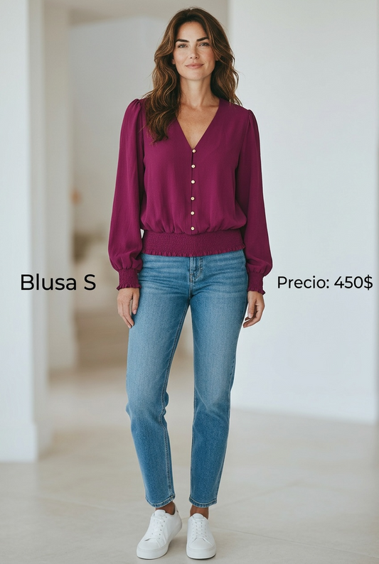 Blusa Vino Manga Larga - PRELOVED