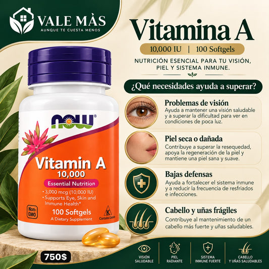 NOW Vitamin A 10,000 IU – 100 softgels