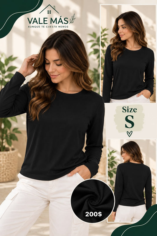 Blusa Negra Manga Larga - PRELOVED