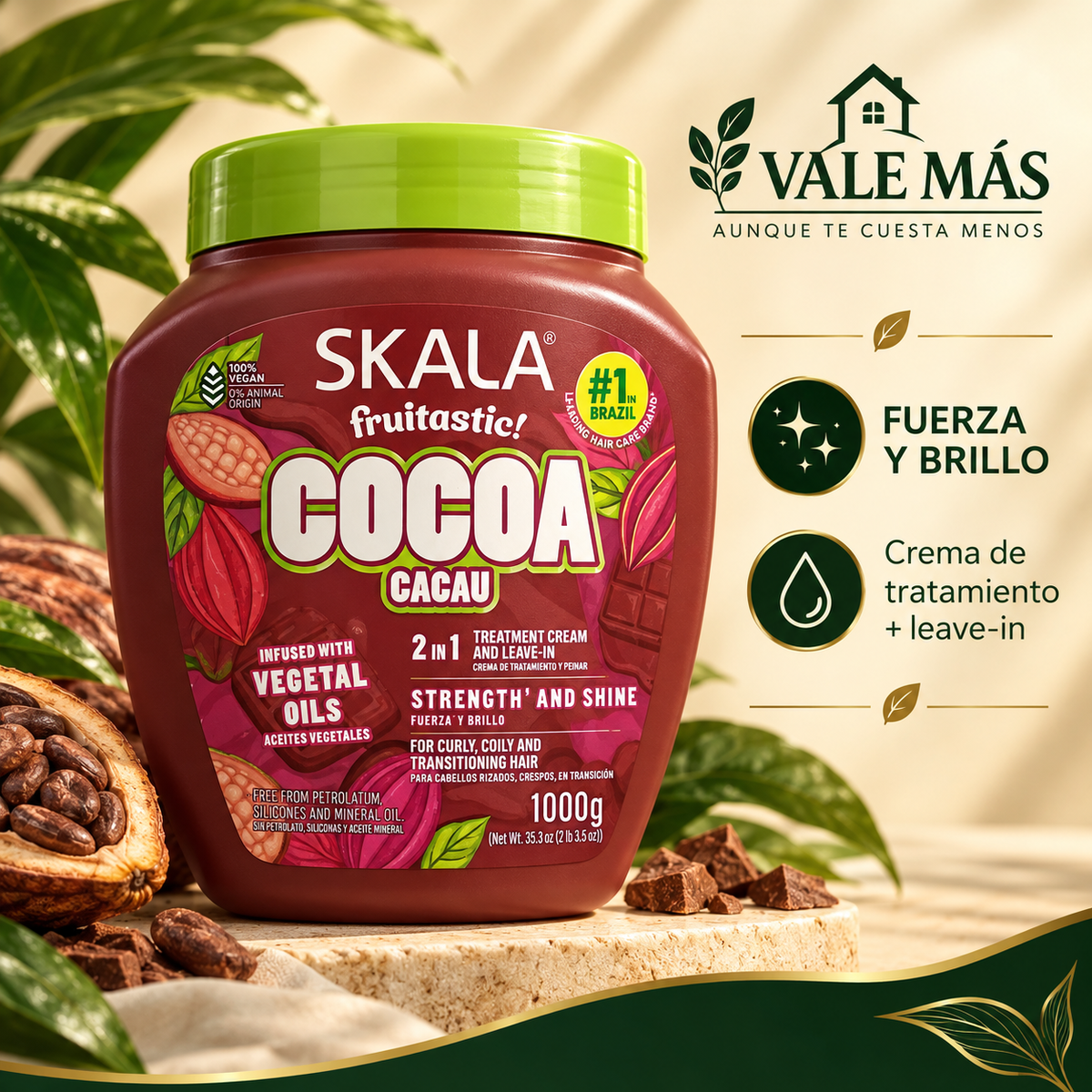Skala Fruitastic Cocoa (Cacau) Crema de Tratamiento 2 en 1 + Leave-in 1000 g