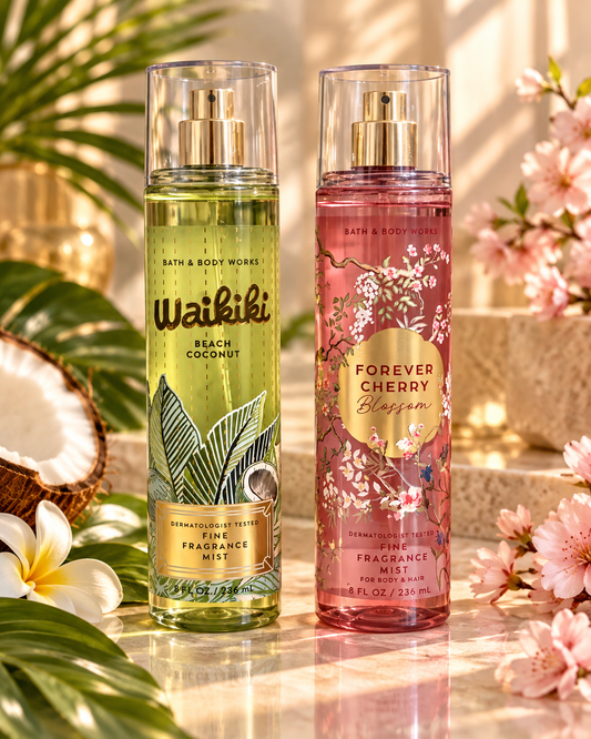 Bath & Body Works Forever Cherry Blossom y Waikiki - Fine Fragrance Mist 236 ml