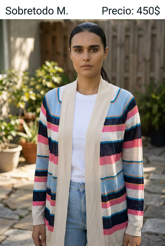 Sobretodo de Rayas Multicolor - PRELOVED