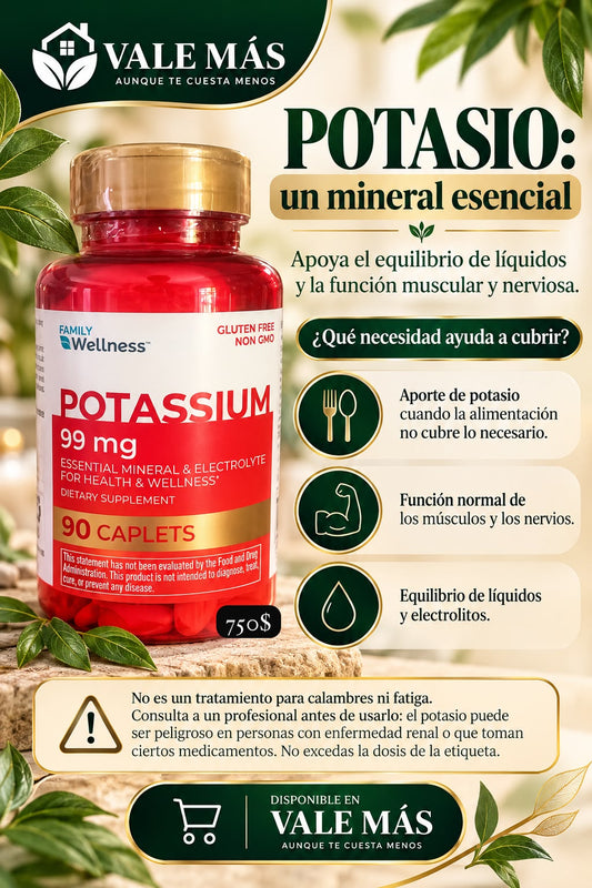 Family Wellness Potassium 99 mg – 90 caplets