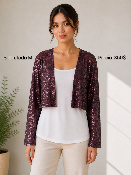 Sobretodo Borgoña con Brillo - PRELOVED