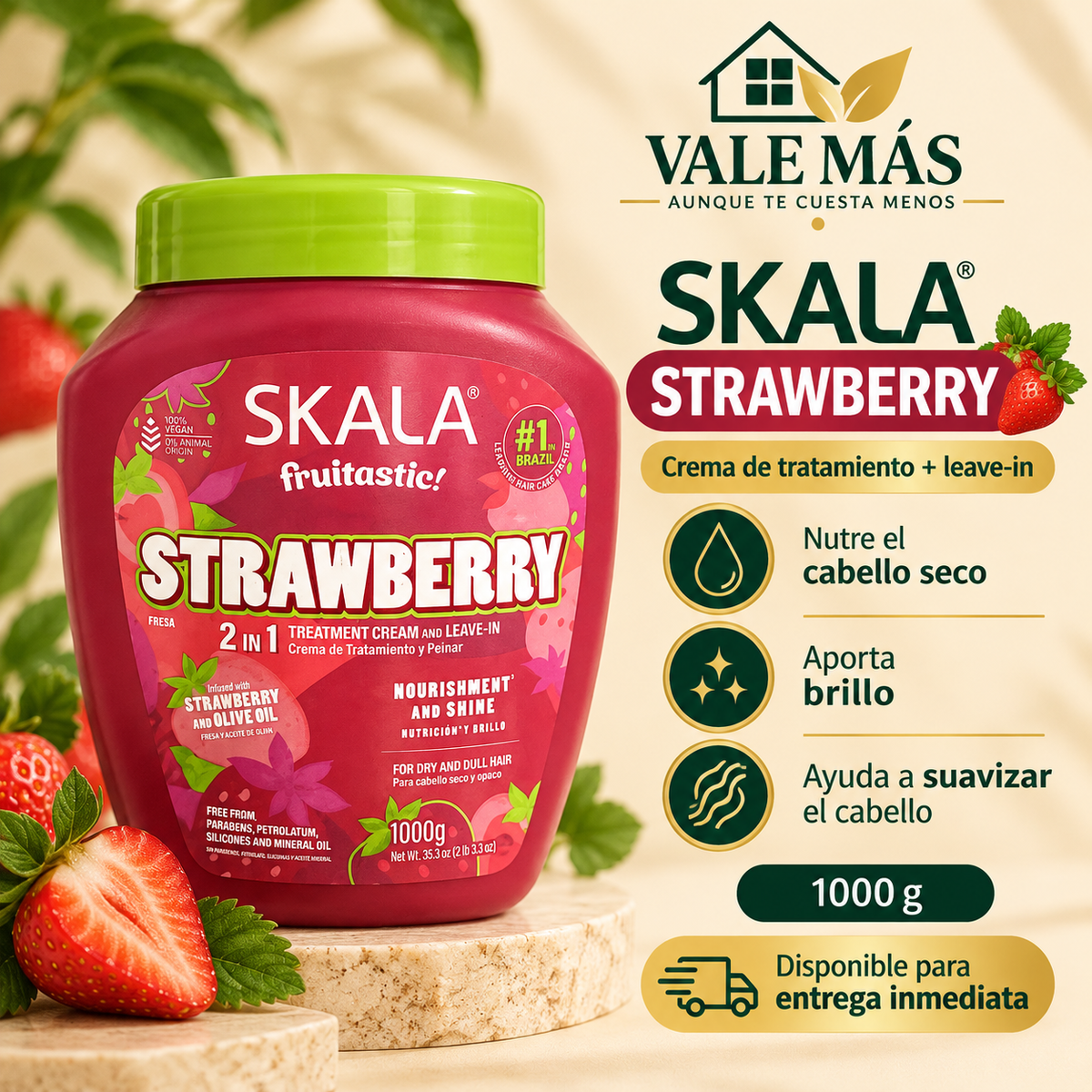 Skala Fruitastic Strawberry Crema de Tratamiento 2 en 1 + Leave-in 1000 g