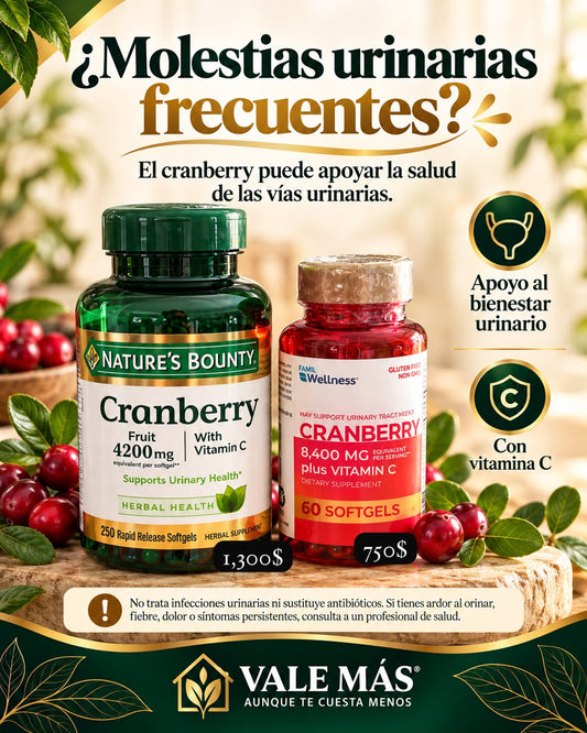 Nature’s Bounty Cranberry 4,200 mg con vitamina C – 250 softgels
