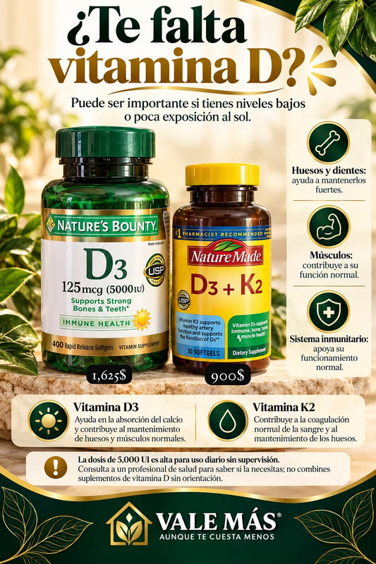 Nature Made Vitamin D3 + K2 – 30 softgels